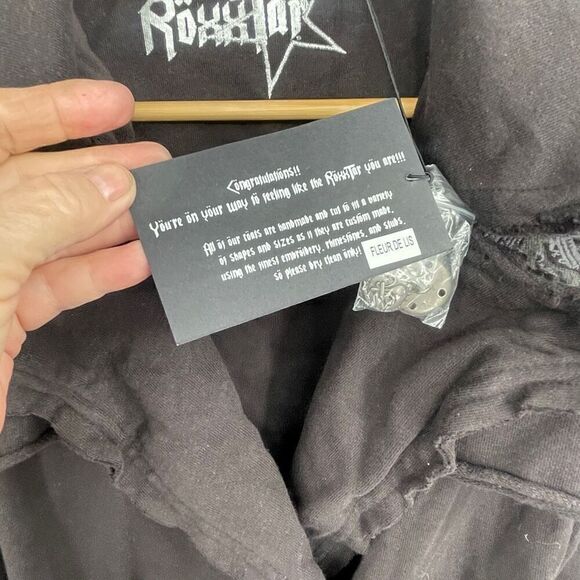 Röxxtar Black Pirate Coat Military Style Trench Coat Long Jacket Size 2 NWT - Picture 4 of 9